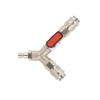 Y-Verbinder 2 x Kupplung DN 5, 1 x Absperrventil, 1 x Stecknippel DN 5
